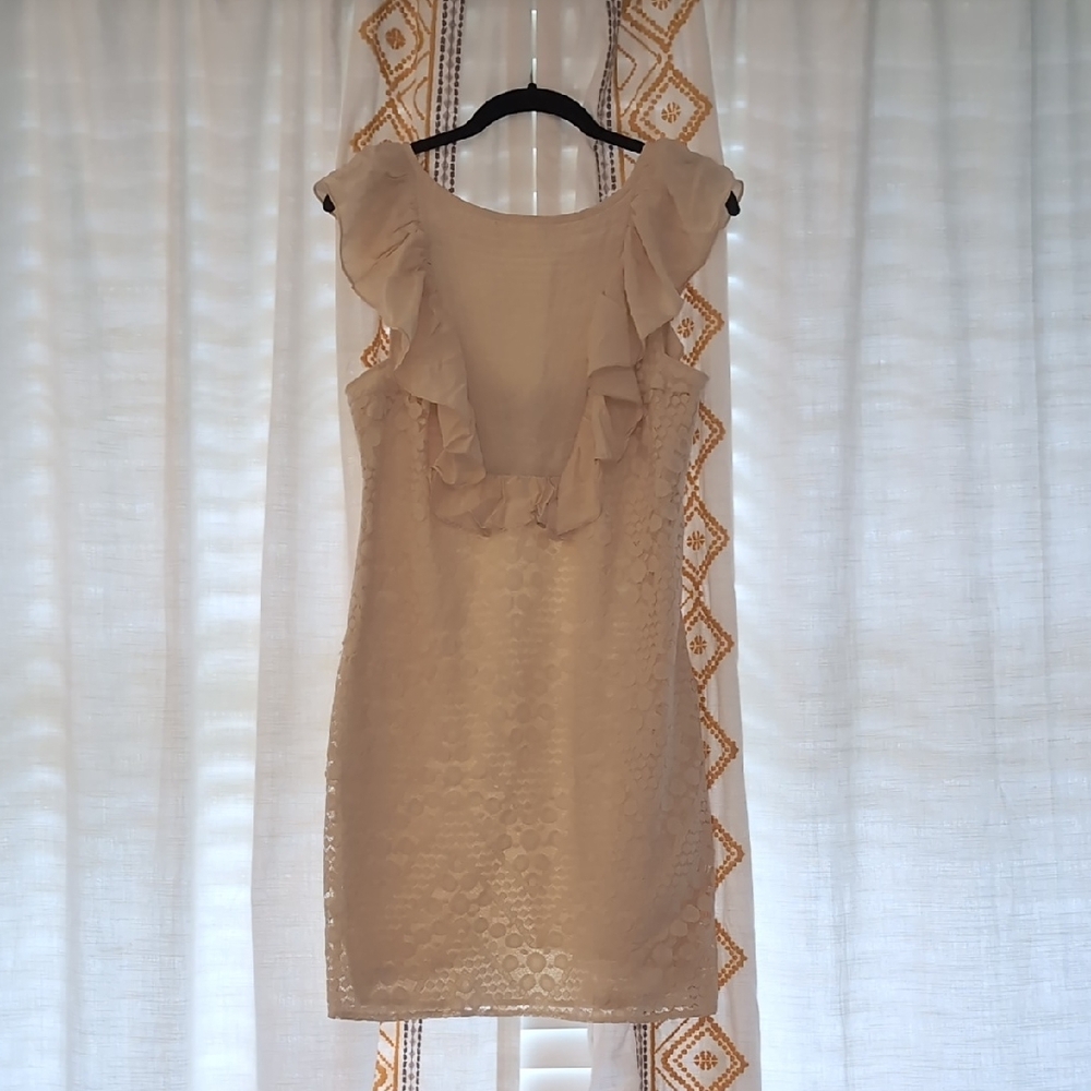 Elegant Cream Ruffle Mini Dress